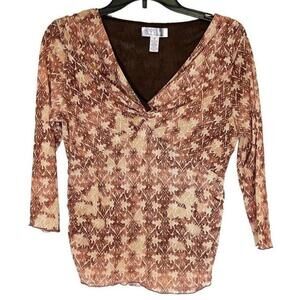 Nine Co Y2K Babydoll Twist Knot V Neck 3/4 Sleeve Mesh Fairy Dark Romance Sz Med